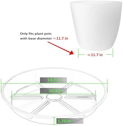 Plant Saucer Pot Tray 14 inch, 4 Packs Clear Flower Planter Saucers and Drip Trays, Heavy Duty Round Plastic Flower Plant Dish Pant Plate to Catch Water for Indoor & Outdoor