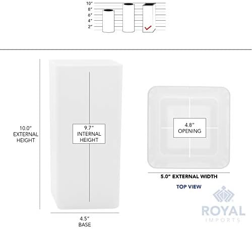 Royal Imports Flower Vase Acrylic Tall Rectangle - Decorative Centerpiece for Home or Wedding - Non Breakable Plastic, 5" X10 - White (Pack of 2)