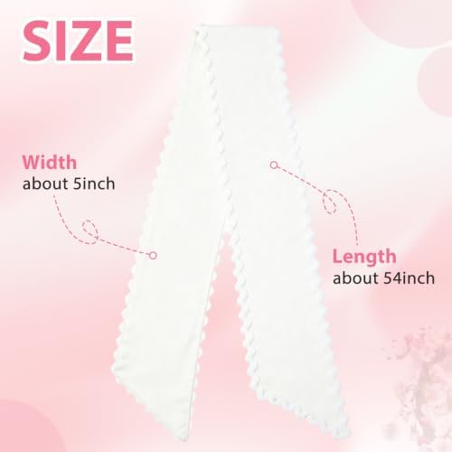 Wreath Sash for Front Door, 2pcs White Wreath Scarf with White Trim