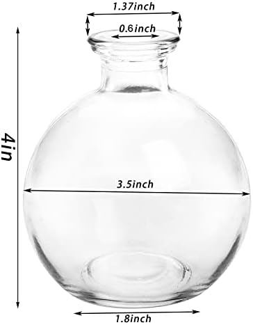 SOUJOY Set of 12 Small Glass Ball Bud Vase, Unique Mini Low Sitting Flower Vase, Clear Floral Centerpieces for Home Decor, Weddings, Floral Arrangements, Events, Parties