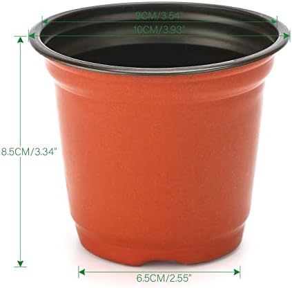 KINGLAKE 100 Pcs 4" Plastic Plants Nursery Pot/Pots Seedlings Flower Plant Container Seed Starting Pots,4 Inch,Red (Pack of 4)