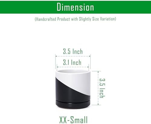 D'vine Dev 3.5 Inch Ceramic Planter Pot, Black White Diagonal, 94-O-A-K
