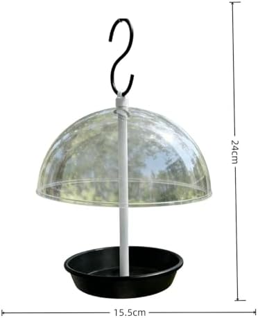 Bird Feeder with Clear Rain Proof Dome Hanging Metal Tray Bird Feeder