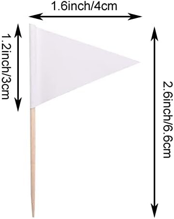 stidsds Solid White Cupcake Toppers Flags Mini Small Plain White Triangle Toothpick Stick Flag Blank DIY Color Decoration(100 pcs)