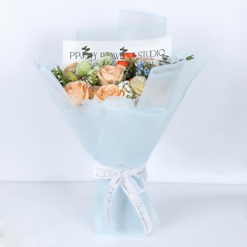 NESCCI 20 Sheet Flower Wrapping Paper (Translucent Light Blue)