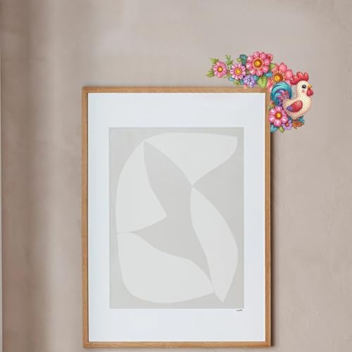DIY Diamond Art Painting Animal Door Corner Decor, PVC Frame Signs with Flower Rooster Designs for Holiday Home, Festive Wall Hanging Gift for Family