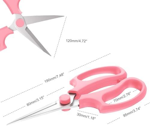 Housolution Flower Scissors, 3PCS Steel Pointed Pruning Shears, Pink
