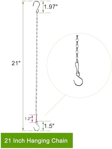 Chain for Hanging Plants,21 Inch Silver Hanging Chain, Small Hanging Basket Chain Kits with Hooks for Bird Feeder Hanging Basket Extender Porch Wind Chime (Silver, 21 Inch-6PCS)