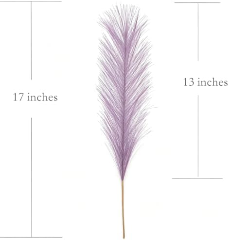 Fake Pampas Grass Set of 30 Stems 17” Artificial Reeds Plants, Faux Florals Bulrush Short Fluffy Beige Branches for Home Wedding Party Decoration Vase Fillers Christmas DIY Feathers Decor Light Purple