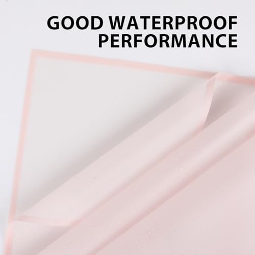 20 Sheet Flower Wrapping Paper-Waterproof Bouquet Paper (Translucent Pink)