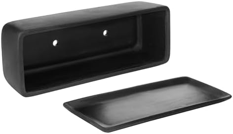 MyGift Matte Black Ceramic Indoor Plant Pot Succulent Planter, Decorative Flower Planter with Drainage Hole and Removable Tray (14 inch - 2 Pack)