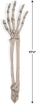 Beistle 2 Piece 17.5" Spooky Theme Plastic Skeleton Hand Yard Stakes, Scary Halloween Lawn Decorations, Celebrating with You Since 1900