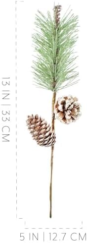 AuldHome Design Pine Cone Picks (6-Pack); Frosted Evergreen Christmas Decor Floral Stems for Wreaths, Vases and Holiday Arrangements
