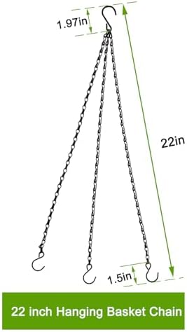 Hanging Basket Chain,22 Inch Black Hanging Chain,Chain for Hanging Plants with Hooks for Bird Feeder Hanging Planter Porch Wind Chime (Black, 22 Inch-5PCS)
