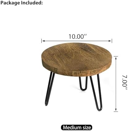 OBTAIN Plant Stand Indoor Outdoor, Wooden plant Stool, Mid Century Plant Stand for Indoor Plants, Wood Modern Plant Holder Rattan Flower, Low Short Boho Rustic Planter Stand Fit 5-15 Inch Pot(M)