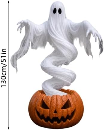 Swirling Ghost Pumpkin Light, Warm‑Glow LED Lighted Spooky Ghost Statue