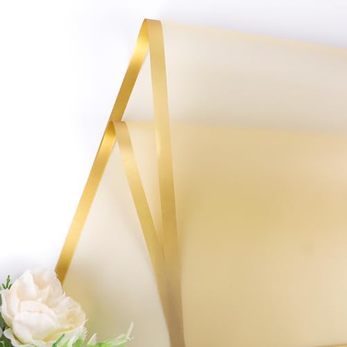 FUHITIM 20 Sheets Flower Wrapping Paper - Waterproof Floral Bouquet Packaging Paper for DIY Crafts，Florist Supplies Packaging Paper for Wedding Birthday Gift (Translucent Gold)