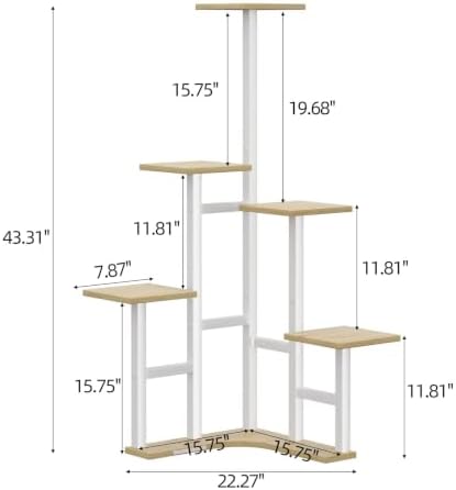 Corner Plant Stand Indoor with Grow Lights 6 Tiered Corner Plant Shelf