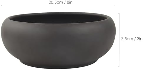 Bonsai Pot 8" Unglazed Round Ceramic Succulent Planter + Drainage Screen