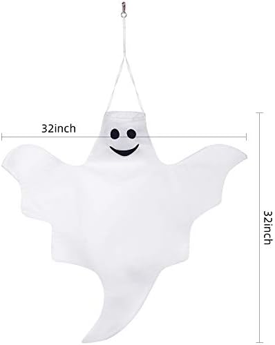Skylety 4 Pcs 32 Inch Halloween Ghost Decoration Outdoor Hanging Windsock