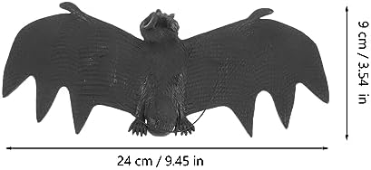 LUOEM 3 PCS Halloween Simulation Hanging Bats Realistic Looking Spooky Rubber Hanging Bats Props for Halloween Decoration (24 x 9cm)