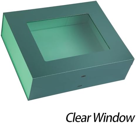 Extra Large Green Gift Box for Presents with Ribbon 19x16x6 Inches Clear Gift Box with Window Magnetic Closure Gift Boxes with Lids