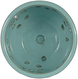 W&W Orchid Pot with Holes and Saucer for Repotting, Turquoise, 5.8"