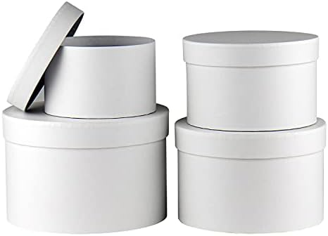 Round Gift Boxes with Lids Flower Boxes for Arrangements White Round Boxes Set of 4 Nesting Gift Boxes with Lids for Flowers Arrangements Empty, Bridesmaid, Proposal, Wedding, Birthday, Party Favor