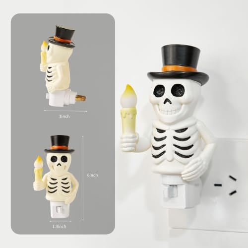 Skull Night Light, 2026 New Skeleton Night Light, Halloween Horrible Light Decoration for Halloween Party and Home Decor (White)