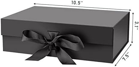 DaiJoob 5-Pack Black Gift Boxes with Lid for Presents 10.5x7.5x3.1 Inches