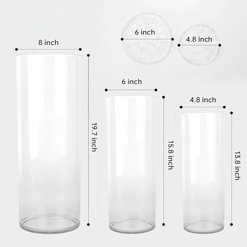 Extra Large Acrylic Cylinder Clear Vase Shatterproof Plastic Vases