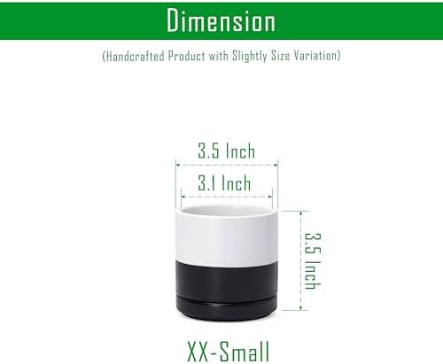D'vine Dev 3.5 Inch Ceramic Planter Pot, Black White Two Tone, 94-O-A-L