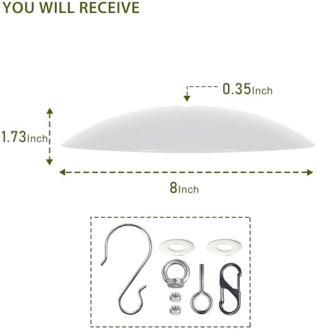 8" Bird Feeder Rain Guard, Hummingbird Feeder Shade Dome Cover, Hanging Baffle for Bird Feeder Pole,Smart Birds Feeder's Umbrella(Translucent), 2 Pack