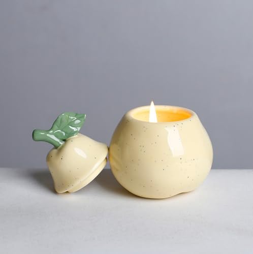 Ceramic Scented Candles Holder with Lid, Pear-Shape Design Decorative Home