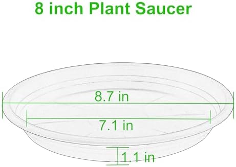 6 Pack of 8 inch Plant Saucer, Large Plant Tray, Heavy Sturdy Plant Drainage Tray for Indoors, Bird Bath Bowls, Sturdy Plastic Pot Tray for Planter (Gray)