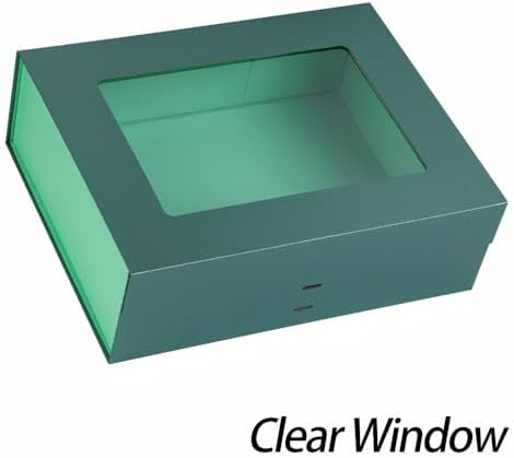 3 Pcs Green Extra Large Gift Box for Presents with Ribbon 16.5x13x5.3 Inches Clear Gift Box with Window Magnetic Closure Gift Boxes with Lids