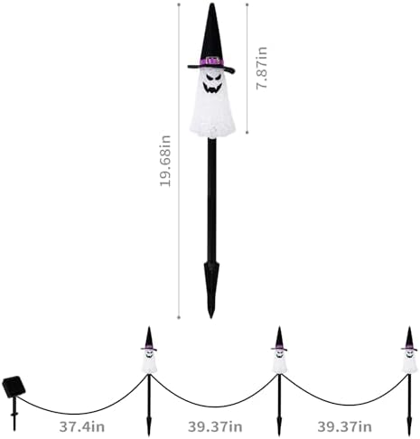 Ghost Solar Halloween Garden Decorations Outdoor, Solar Pathway Lights