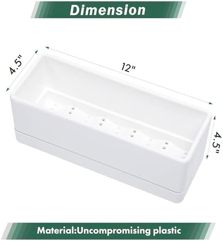 D'vine Dev Rectangular Planter, 12 x 4.5 in, White, Set of 1, 76-X-A-1
