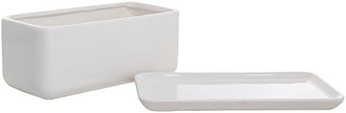 MyGift White Ceramic Succulent Planter with Drainage & Saucer, 2 Pack