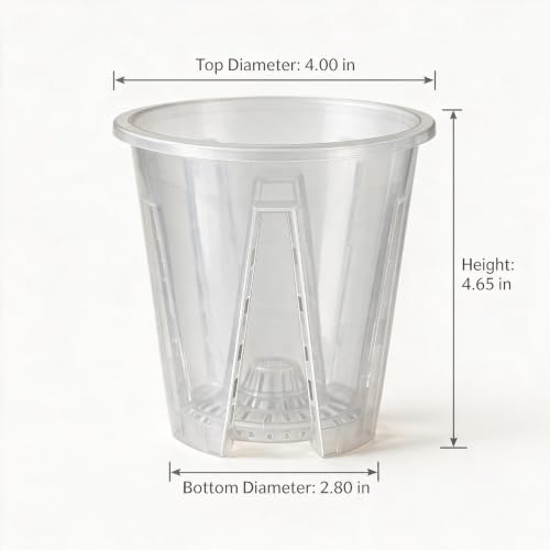 Shape & Use Clear Orchid Pots with Drainage Holes, Transparent Orchid Nursery Pots for Repotting, Slotted PP Plastic Pots for Healthy Root Growth (4inch-10pack)