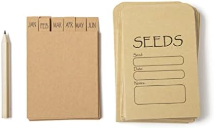 Katai – Seed Storage Box – Durable Metal Organizer for Gardeners with Lid, Monthly Dividers, 20 Envelopes & Pencil – Compact Floral Seed Packet Box