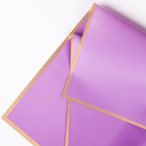 20 Sheet Flower Wrapping Paper-Waterproof Bouquet Paper (Light purple)