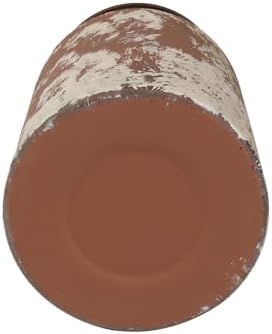 Shabby Chic Classy Designed White Milk Can Galvanized Finish Metal Vase Country Rustic Primitive Decorative Flower Holder for Home Office Garden, 7.87" H (Reddish-Brown)