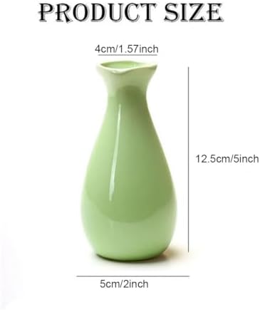 Small Ceramic Bud Vase Flower Vase Decorative Floral Holder (Green)
