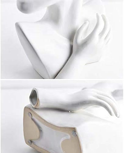 Ceramics Statue Flower Vase Face Pots Bust Head Shaped for Birthday Gifts Home Office Decoration (White)