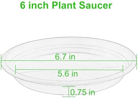 6 Pack of 6 inch Plant Saucer, Large Plant Tray, Heavy Sturdy Plant Drainage Tray for Indoors, Bird Bath Bowls, Sturdy Plastic Pot Tray for Planter (Brown)