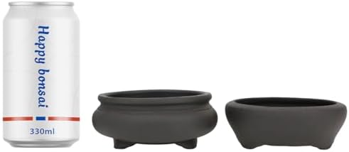 Bonsai Planter 2 pc 3.7" + 3.9" Unglazed Round Ceramic Succulent Pots Set