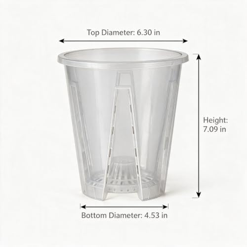 Shape & Use Clear Orchid Pots with Drainage Holes, Transparent Orchid Nursery Pots for Repotting, Slotted PP Plastic Pots for Healthy Root Growth (6.3inch-10pack)