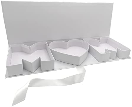 WENPACK Empty Flower Gift Box MOM Cardboard Letter Shaped Fillable Chocolate Strawberry Candy Packaging (MOMwhite)