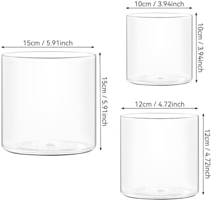 Acrylic Flower Vase Cylinder, 3 Packs Clear Plastic Vase for Centerpieces - Shatterproof Wedding, Event & Home Decor Vase,3.94", 4.72", 5.9" Short Round - 3 Pcs Clear